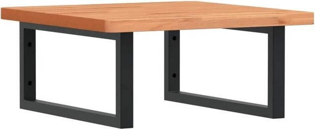 vidaXL Waschbeckenregal zur Wandmontage aus Stahl und Massivholz Buche in Braun-schwarz - Bild 1