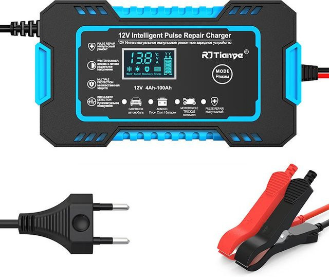 Keep Health Care Autobatterie-Ladegerät mit Touchscreen, 12 V/6 A intelligentes Schnellladegerät mit Impulsreparatur für Blei-Säure, AGM, Gel und VRLA Batterien, Blau - Bild 1
