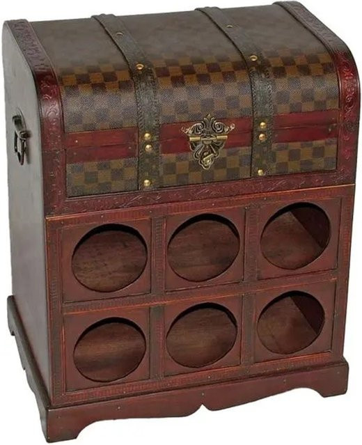 DELUKE Weinregal GEUC im Kolonialstil aus Holz, Dunkelbraun, B/T/H: 48 x 41 x 30,5 cm - Bild 1