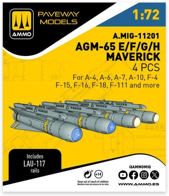 AMMO by MIG Jimenez AGM-65E/F/G/H Maverick, 4-teiliges Set - Bild 1