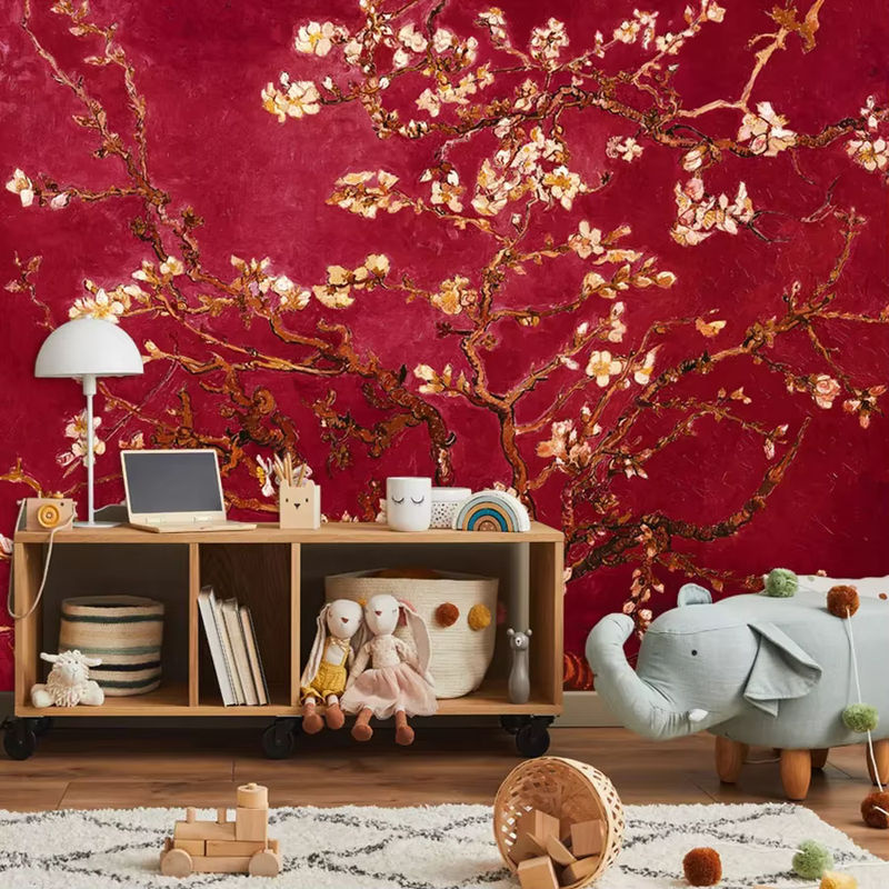 ShineHome Wandtapete Van Gogh Mandelblüten-Druck als selbstklebende Tapete für dein Wohnzimmer oder Schlafzimmer - Bild 3