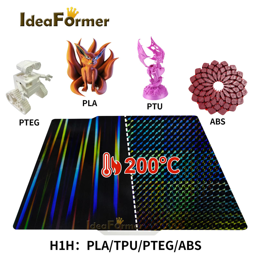 IdeaFormer PEI-Platte glatt oder strukturiert für Bambu Lab P1P, P1S, X1C und A1 Bauplatte, B/T: 257 x 257 mm - Bild 2