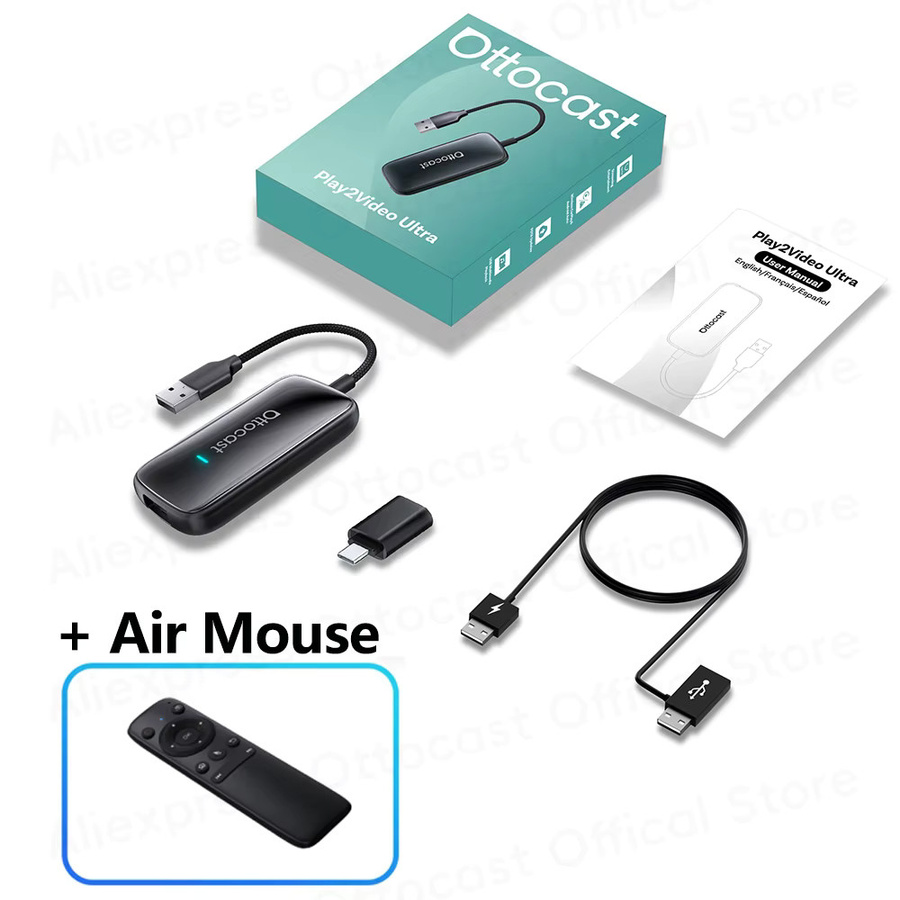 OTTOCAST Play2Video Ultra Wireless CarPlay und Android Auto Adapter in Schwarz für YouTube, Netflix und DAZN Video Box - Bild 6