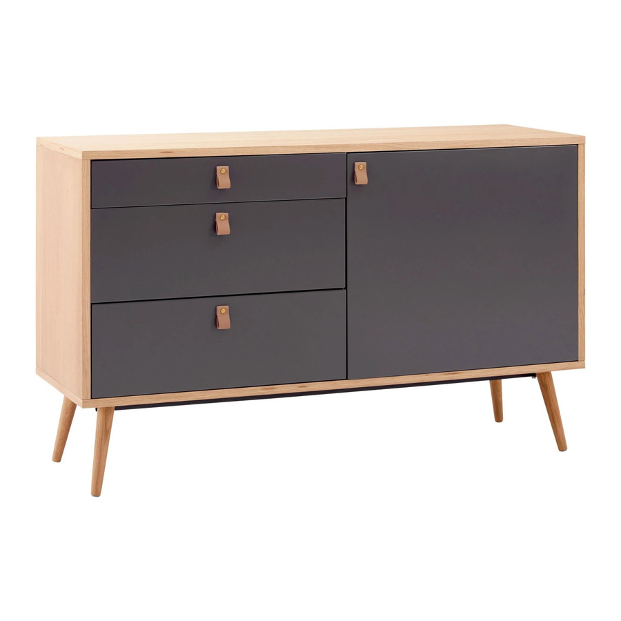 Bessagi Home Sideboard Lena in Grau und Natur Echtholz mit Soft-Close-Schubladen, B/H/T: 120 x 75 x 40 cm - Bild 2