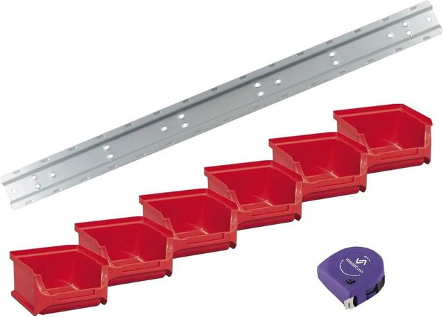 vasalat Set Stapelboxen mit Wandhalterung, Rot, 6 Stück, B/T/H: 100 x 102 x 60 mm - Bild 1