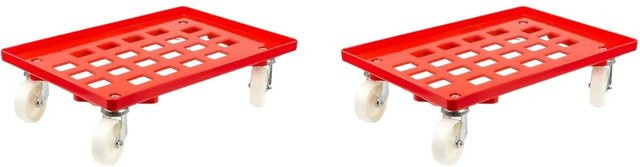 PROREGAL SparSet 2x Transportroller für Euroboxen 60 x 40 cm in Rot mit Kunststoffrädern und 4 Lenkrollen, Traglast 300 kg - Bild 1