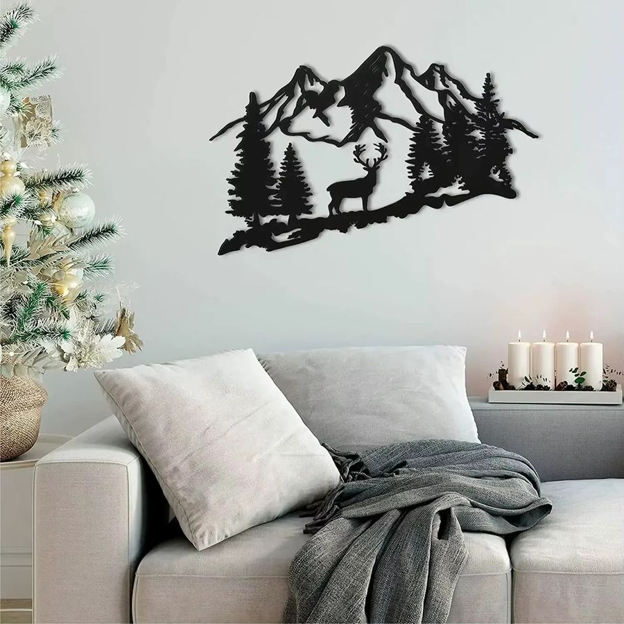 DDPNKL Wanddeko Hirsch aus Metall in Schwarz für Wohnzimmer und Schlafzimmer - Bild 5