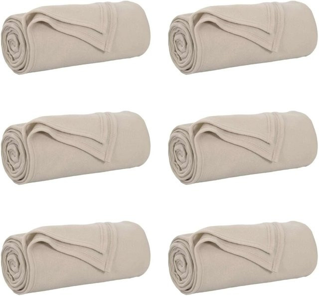 6er-Set vidaXL Wohndecken aus Fleece in Beige, B/B: 200 x 150 cm - Bild 1