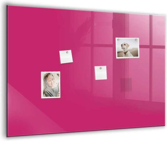 Tulup Glasmagnettafel in Pink, beschreibbares magnetisches Whiteboard aus Glas, B: 100 cm, H: 70 cm - Bild 1