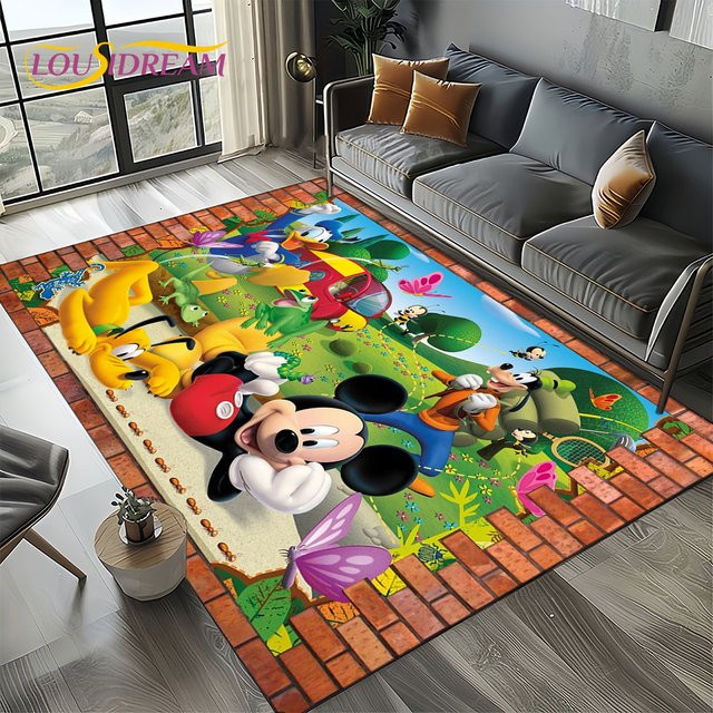 Potdemiel Kinderteppich mit Mickey Minnie Mouse und Donald Duck Motiv in Mehrfarbig für Kinderzimmer und Wohnzimmer - Bild 1