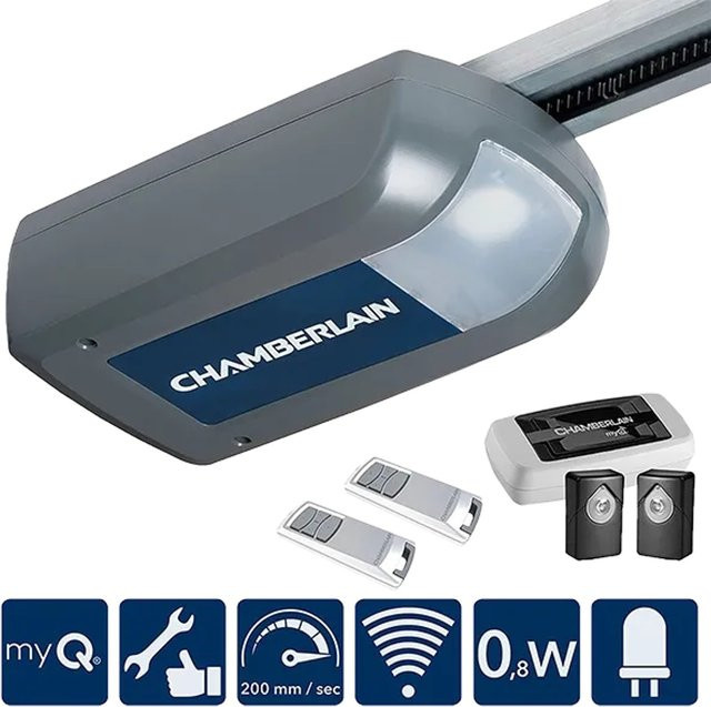 Chamberlain Garagentor-Antrieb ML1040EV-Smart 1000N in Grau mit Fernbedienungen und Smartphone-Steuerung - Bild 1