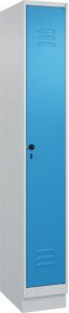 C+P Spind Classic PLUS Garderobenschrank mit Sockel, 1 Abteil, Stahl, grau/blau, H x B x T: 195 x 30 x 50 cm - Bild 1