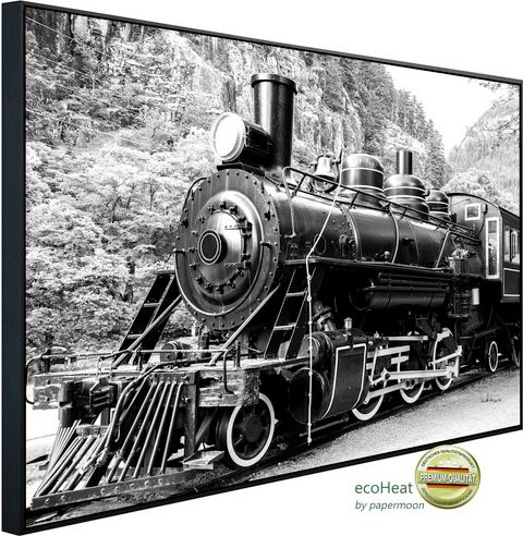 papermoon EcoHeat Infrarotheizung Dampflokomotive Schwarz Weiss Matt-Effekt mit App-Steuerung und Überhitzungsschutz - Bild 1