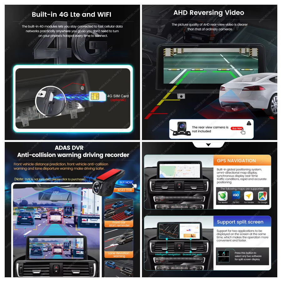 MEKEDE Multimedia-System für BMW 5er F10 F11 (2010-2017) mit CIC NBT, Android Auto, Wireless CarPlay, GPS und 4G LTE Radio-Player in Schwarz - Bild 4