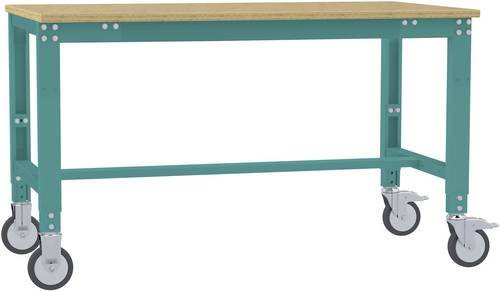 Manuflex AU7365.5021 Universal Arbeitstisch mobil mit Multiplexplatte in Wasserblau, B/T/H: 150 x 100 x 75,2-97,2 cm - Bild 1