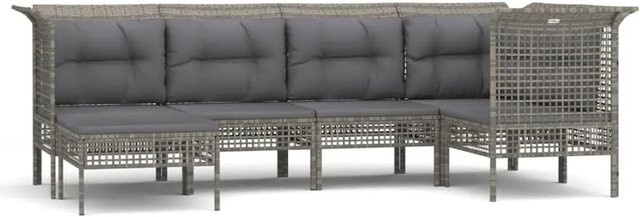 vidaXL 6-tlg Garten-Lounge-Set Modell 55 in Grau mit Kissen aus Poly Rattan und Metallgestell - Bild 1
