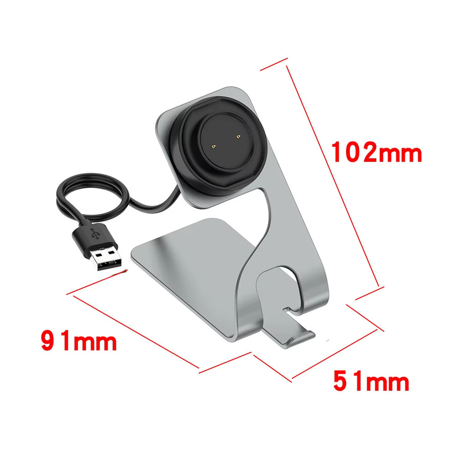 Ladeständer für Amazfit Active, Bip 5, Bip 3 Pro, GTS 2, GTS 4 Mini, GTR 2, 2e und Bip U mit 1,5 m USB-C Kabel in Grau - Bild 2