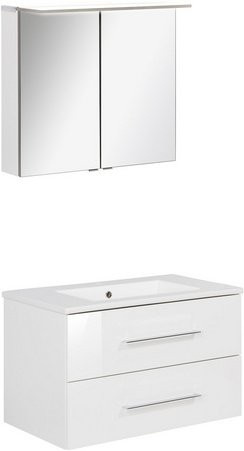 Fackelmann Waschplatz-Set B.PERFEKT in Weiß, Wandmontage mit LED-Beleuchtung und Soft-Close-Türen, B/T/H: 82 x 48 x 51 cm - Bild 1