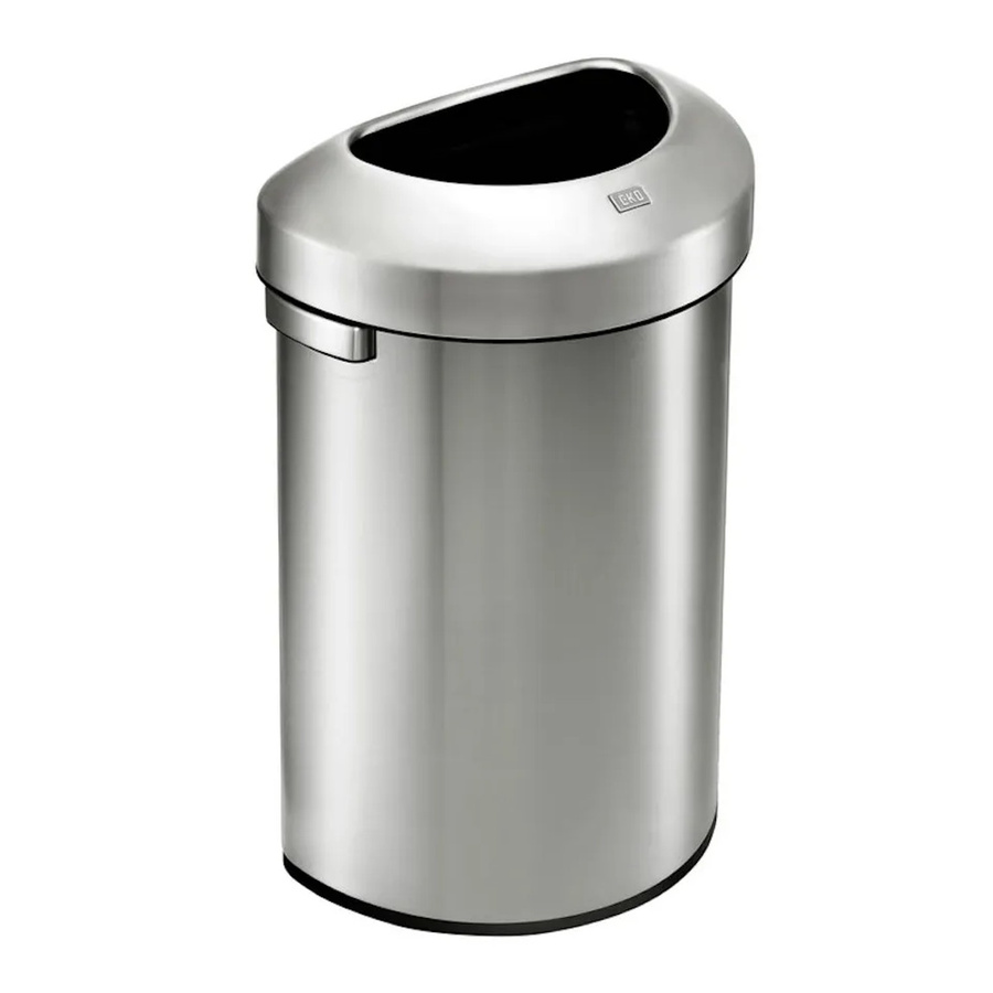 PROREGAL Halbrunder offener Abfallsammler aus gebürstetem Edelstahl in Silber, Volumen: 80 Liter, H x B x T: 75 x 50 x 35 cm - Bild 2
