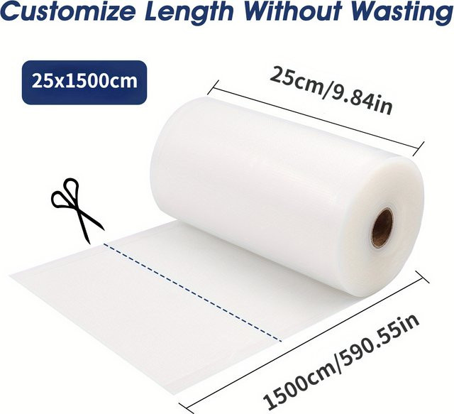 Chcyus Vakuumierer Beutel Rollen für Sous Vide und Lebensmittelvakuumierung, transparent, Breite: 25 cm, Länge: 1500 cm - Bild 1