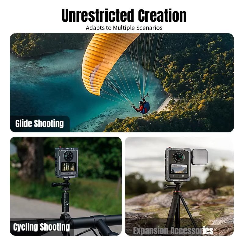 DJI OSMO 360 Aluminium-Schutzhülle in Grau mit Kamerarahmen und Kaninchenkäfig inklusive Kaltschuh - Bild 6