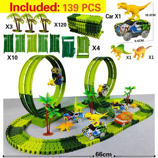 Linyi toy car Magisches Klettern, elektrische Dinosaurier-Autobahn, Eisenbahn-Spielzeugauto-Set, ab 3 Jahre - Bild 1