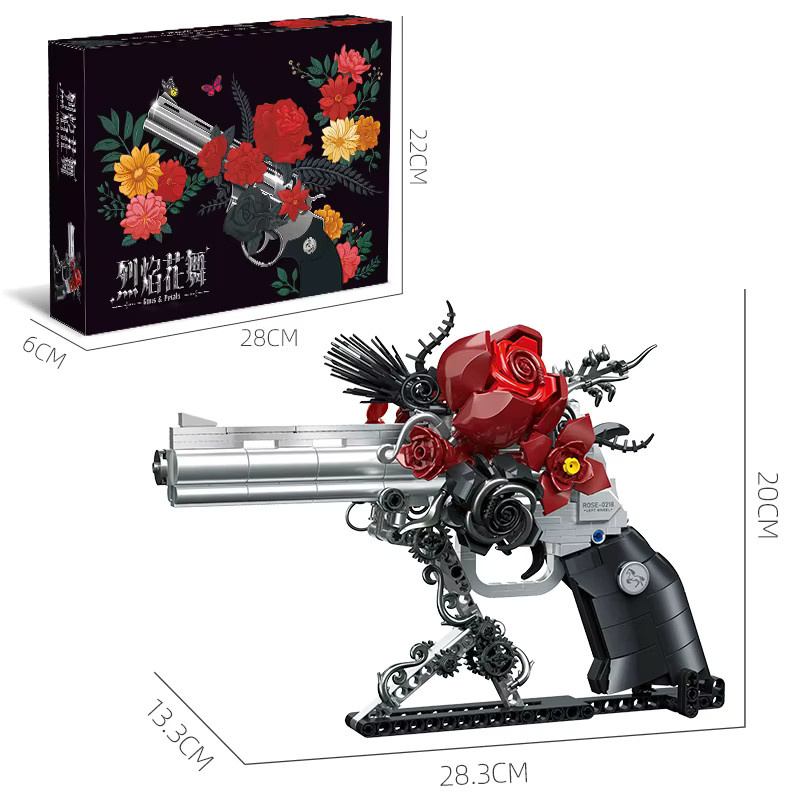 JAKI Mechanische Bausteine Rose Rot 631 Teile DIY Modellbausatz für Kinder und Desktop Ornamente - Bild 4