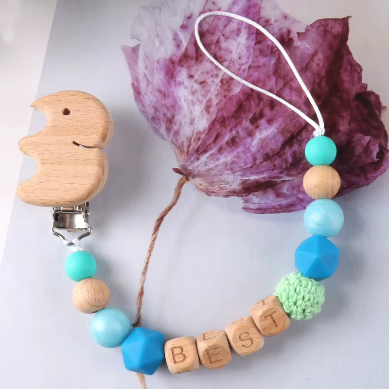 Panplay Schnuller Kette mit Löwe aus Holz und Silikon Perlen in Mehrfarbig für dein Baby - Bild 2