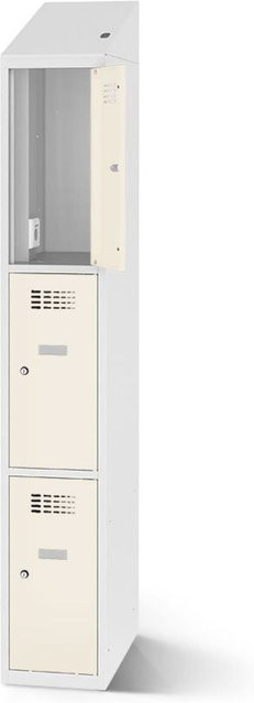 rotstahl Fächerschrank mit Ladefunktion und 3 Fächern in Weiß, B: 30 cm, H: 200 cm - Bild 1