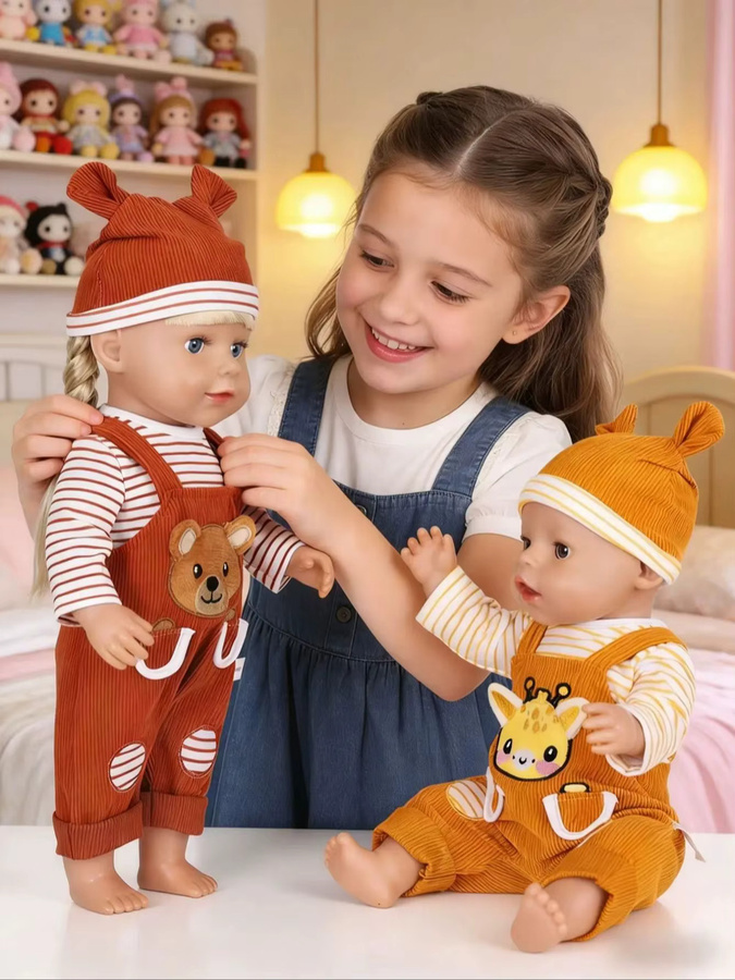 dearbei Puppenkleidung, Bären- und Giraffen-Kostüm, gestreifter Overall mit Hut, Zubehör - Bild 4