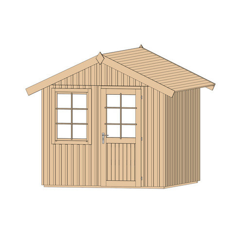 WEKA Schwedenhaus Gartenhaus Gr.1 aus Fichtenholz mit Satteldach in Beige, B/H/T: 314 x 272 x 248 cm - Bild 4