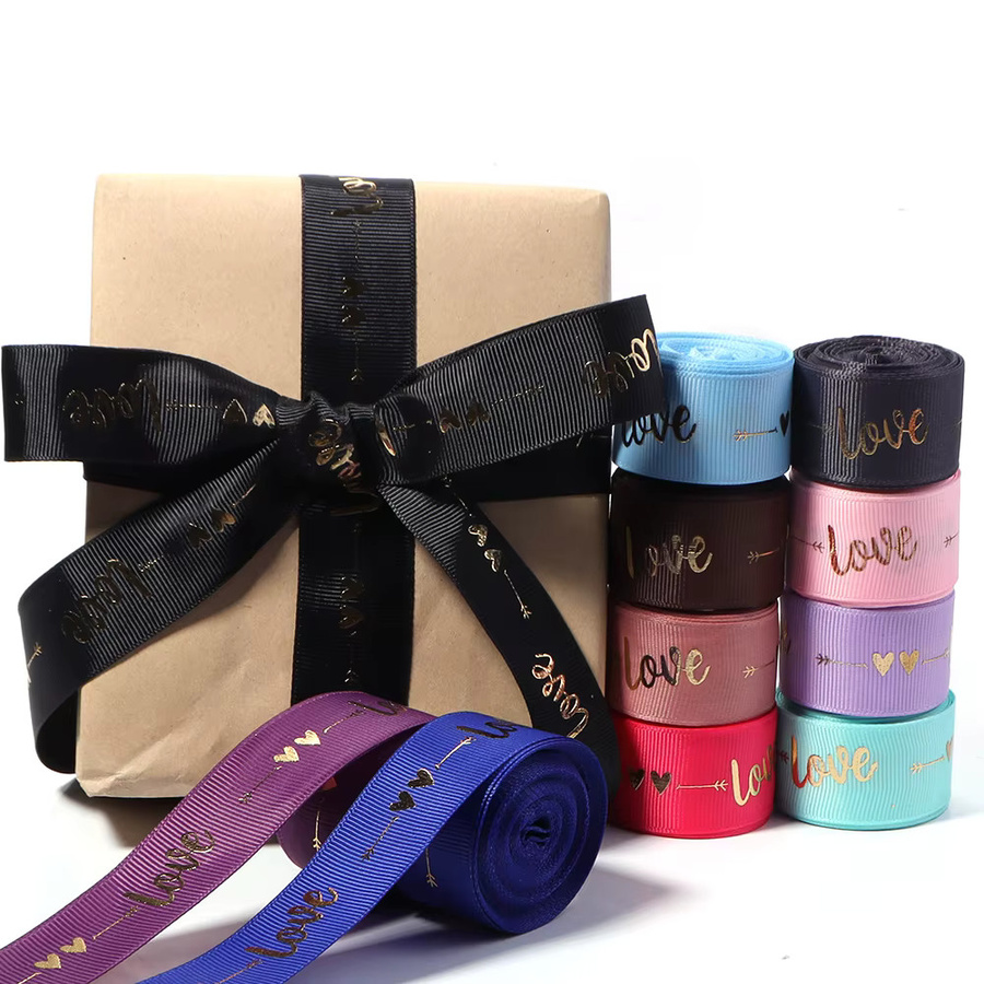 Ripsband mit LOVE-Aufdruck in Lila und Multicolour, Breite: 2,5 cm, 5 Yards pro Set - Bild 5