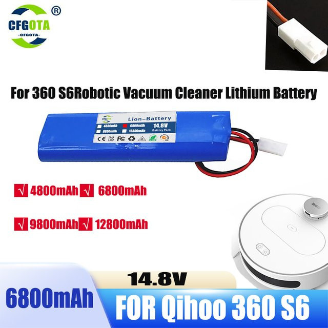 Ersatzakku für Qihoo 360 S6 Roboter-Staubsauger, 14,8 V, 12800 mAh, Farbe: Blau - Bild 1