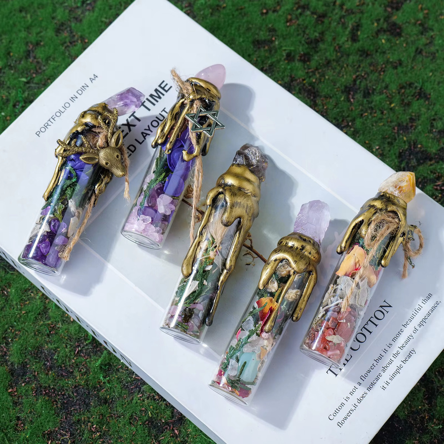 Runyangshi Wunschflasche mit natürlichem Kristall-Edelstein in Multicolor als Dekoration und Kunsthandwerk - Bild 2