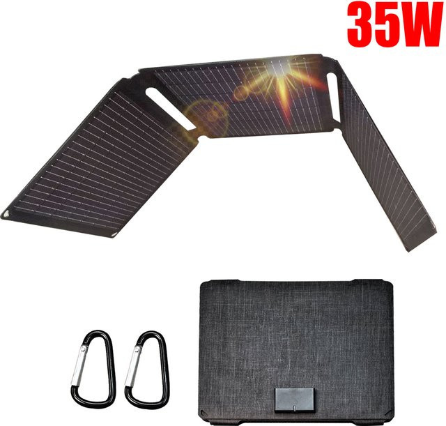 JINGYANGPV Tragbares faltbares Solarpanel mit ETFE-Technologie, 35W bis 100W, Schwarz, mit USB-A und USB-C Schnellladefunktion für Camping und Wohnmobil - Bild 1