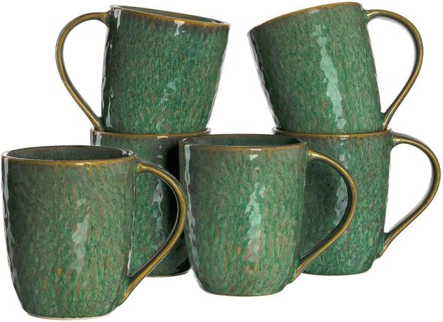 Leonardo Matera Kaffeebecher aus Keramik Grün 6er Set 430 ml - Bild 1