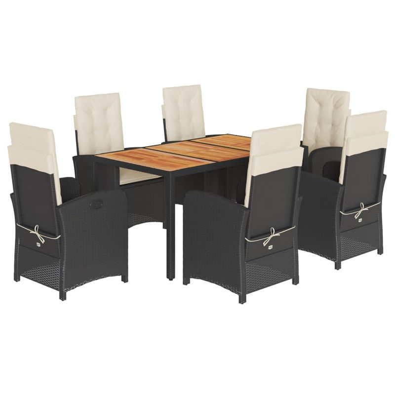 Vidaxl 7-teiliges Gartenmöbel-Set aus Polyrattan mit Kissen in Schwarz - Bild 2
