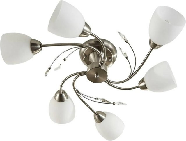 Lindby Deckenlampe Tatas Modern aus Alu und Glas in Alu-grau, 6-flammig, E14 - Bild 1