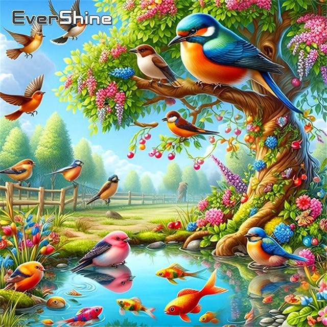 EverShine Diamond Painting Set mit floralem Motiv und bunten Rundsteinen zur Dekoration - Bild 1