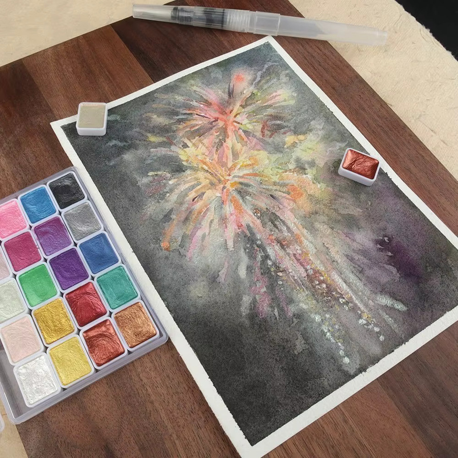 Perlglanz-Aquarellpigmente in Mehrfarben für traditionelle chinesische Malerei, Thangka und Nagelkunst in einer Metallverpackung - Bild 4