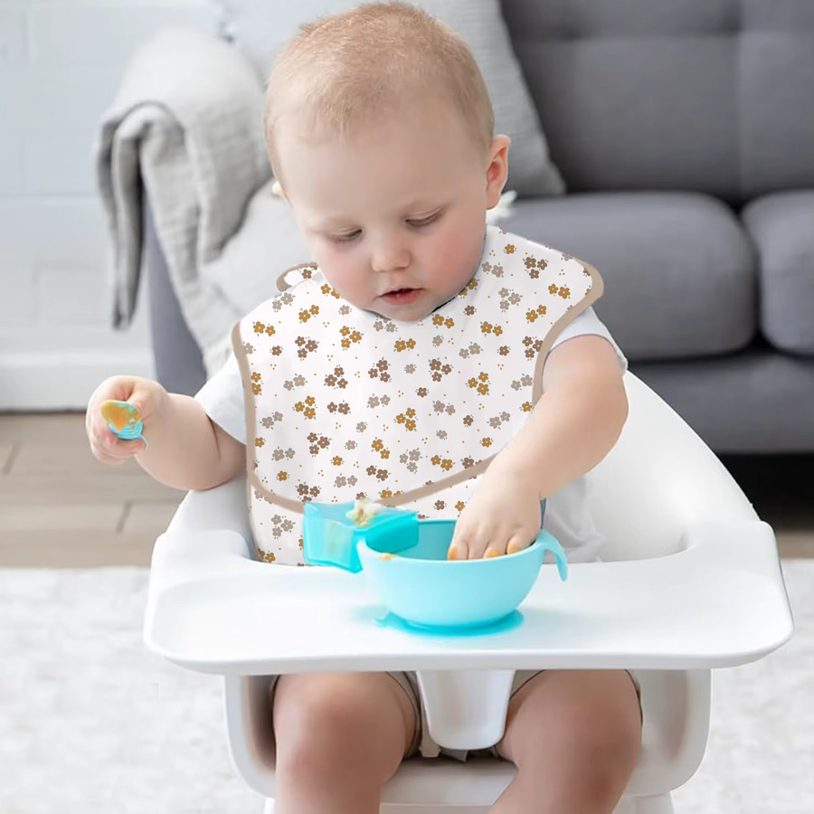 3er-Pack schmutzabweisende Baby-Lätzchen aus Silikon mit umkehrbarer Tasche und Lebensmittelfänger - Bild 2