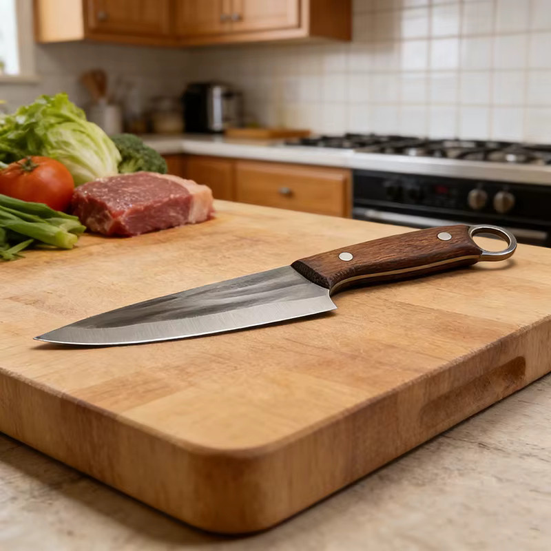 Geschmiedetes JYi Kochmesser in Silber mit Holzgriff für Fleisch, Fisch und zum Ausbeinen - Bild 3