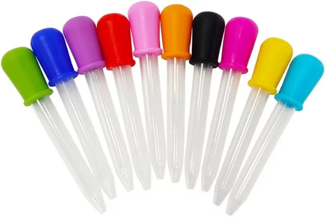 10er Set Silikon-Kunststoff-Pipetten in Mehrfarbig für Schullabore und Experimente, 5 ml Tropfer für Flüssigkeiten - Bild 1