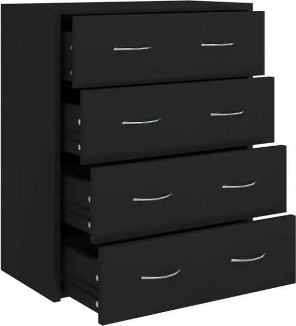 vidaXL Kommode mit 4 Schubladen in Schwarz, modern und matt, B/T/H: 60 x 30,5 x 71 cm - Bild 1