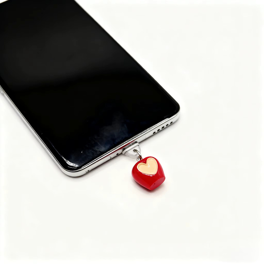 Herzförmiger Apple Modell Handystaubstopper in Rot als süße Handyschmuck-Dekoration - Bild 2