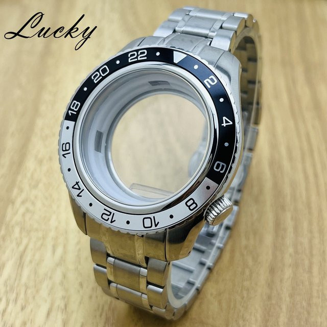MUZHI Uhrenzubehör Lünettengehäuse, Edelstahl, Schwarz, 44 mm, Unisex - Bild 1