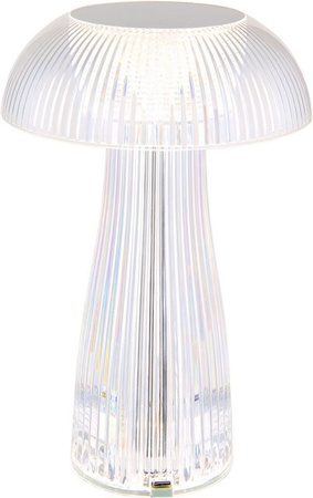 Globo Tischleuchte Gixi LED Akkubetriebbar mit Touch-Dimmer, Farbe Klar/Silber, Höhe: 25 cm