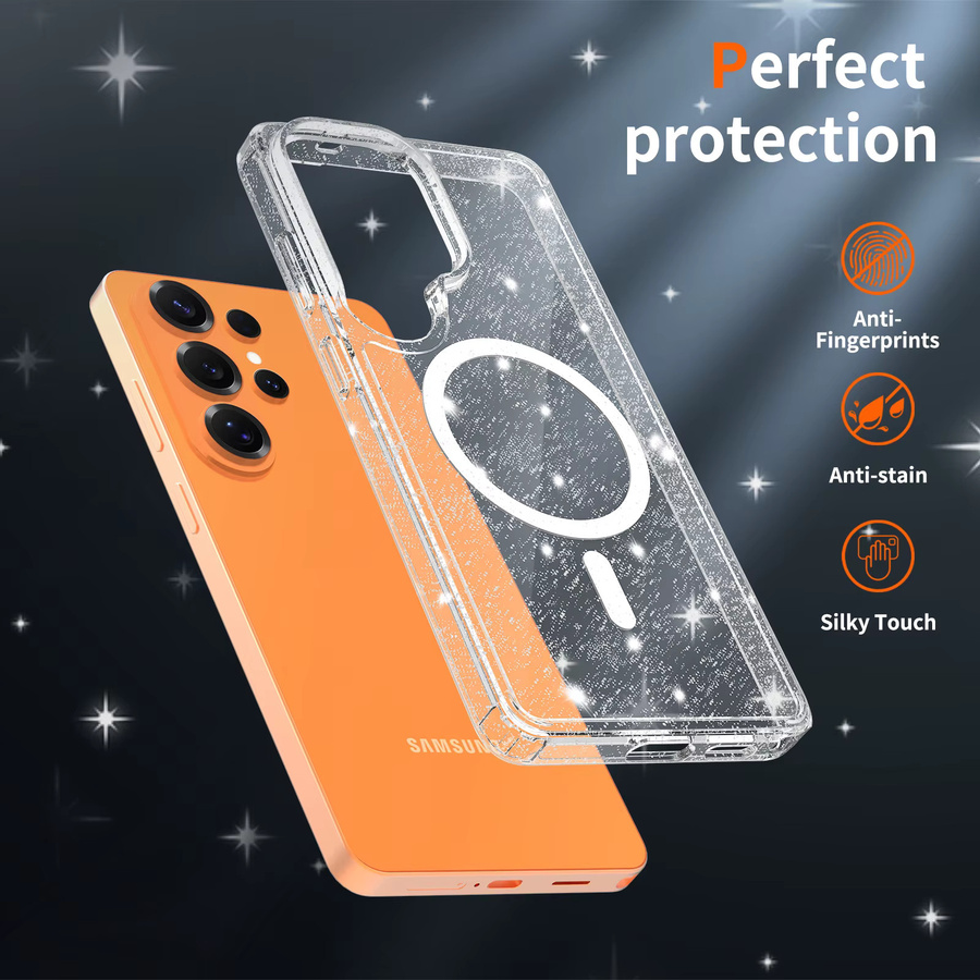 Magnetische Glitzerhülle für Samsung Galaxy S26 Ultra S25 Plus S24 S23 mit MagSafe Funktion in Transparent - Bild 4