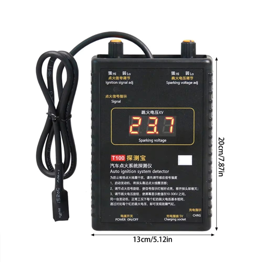 YIQIXIN AM-T100 Auto Zündsystem Detektor 12V 24V Tragbarer Funken und Spannung Tester zur Fehleranalyse in Schwarz - Bild 4