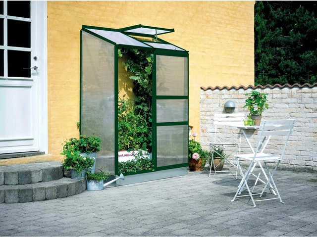 Halls Gewächshaus Altan in Grün mit 2 Sektionen und 4 mm Stegdoppelplatten, B/T: 132 x 69 cm - Bild 1